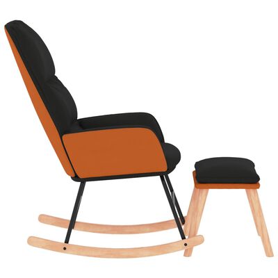 vidaXL Cadeira de baloiço com banco tecido cor preto