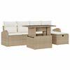 vidaXL Conjunto de Sof&aacute; de Jardim 6 unid. Bege vime PE