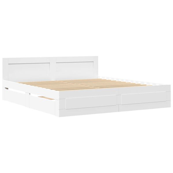 vidaXL Estrutura de cama c/ cabeceira sem colch&atilde;o 180x200 cm branco