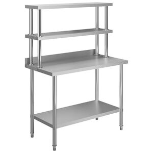 vidaXL Mesa trabalho cozinha c/ prateleira 120x60x150cm a&ccedil;o inoxid&aacute;vel