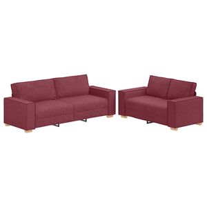 vidaXL Conjunto de sof&aacute; de 2 pe&ccedil;as com almofadas em tecido vermelho vinho