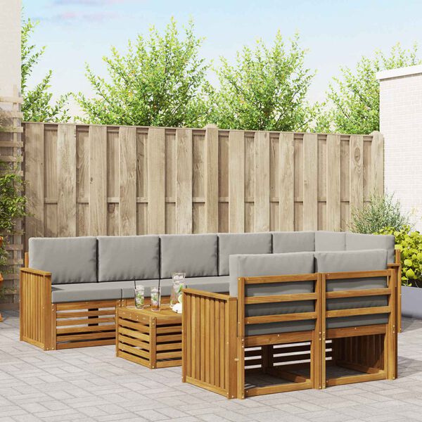 vidaXL Conjuntos de sof&aacute;s com almofada 9 pcs Cinza Natural e Claro