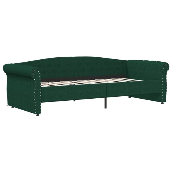 vidaXL Sof&aacute;-cama c/ colch&atilde;o e sa&iacute;da USB 90x200 cm tecido verde-escuro