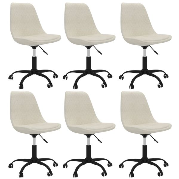 vidaXL Cadeiras de jantar girat&oacute;rias 6 pcs tecido cor creme