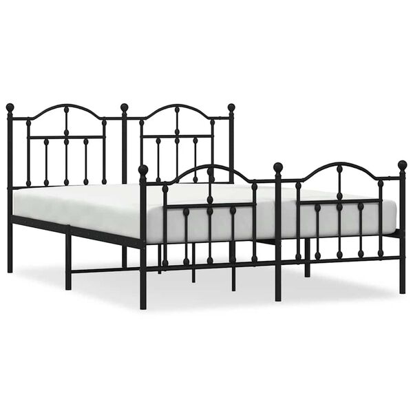 vidaXL Estrutura de cama com cabeceira e p&eacute;s 140x200 cm metal preto