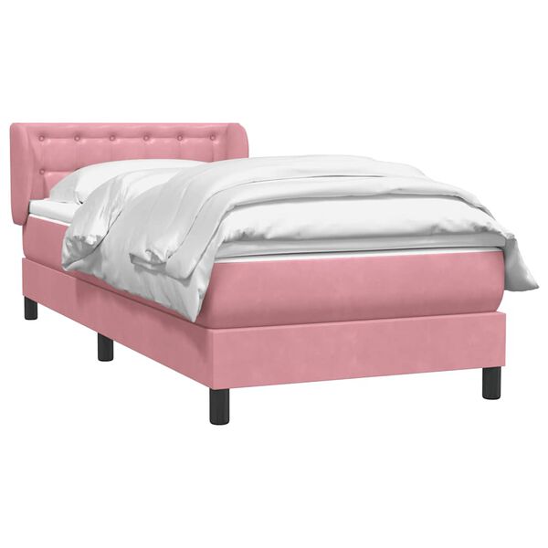 vidaXL Cama com molas/colch&atilde;o 100x220 cm veludo Rosa