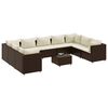vidaXL 10 pcs conjunto lounge jardim c/ almofad&otilde;es vime PE castanho