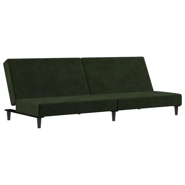 vidaXL Sof&aacute;-cama de 2 lugares veludo verde-escuro