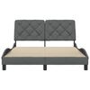 vidaXL Estrutura de cama sem colch&atilde;o 140x200 cm tecido cinzento-escuro