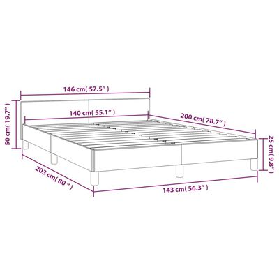 vidaXL Estrutura de cama c/ cabeceira 140x200 cm tecido preto