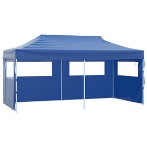 vidaXL Tenda dobr&aacute;vel profissional festas 4 paredes 3x6m a&ccedil;o azul