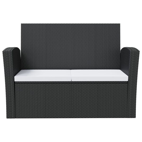 vidaXL 8 pcs conjunto lounge de jardim c/ almofad&otilde;es vime PE preto