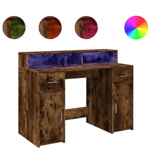 vidaXL Secret&aacute;ria luzes LED 120x55x91cm deriv. madeira carvalho fumado