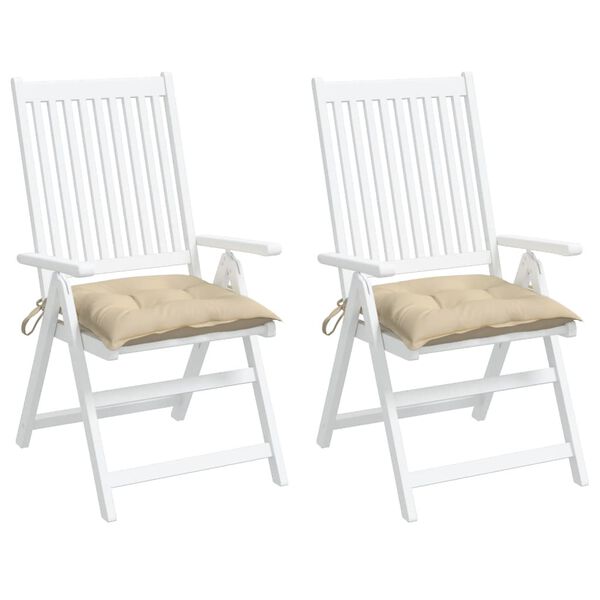 vidaXL Almofad&otilde;es de cadeira 2 pcs 40x40x7 cm tecido oxford bege