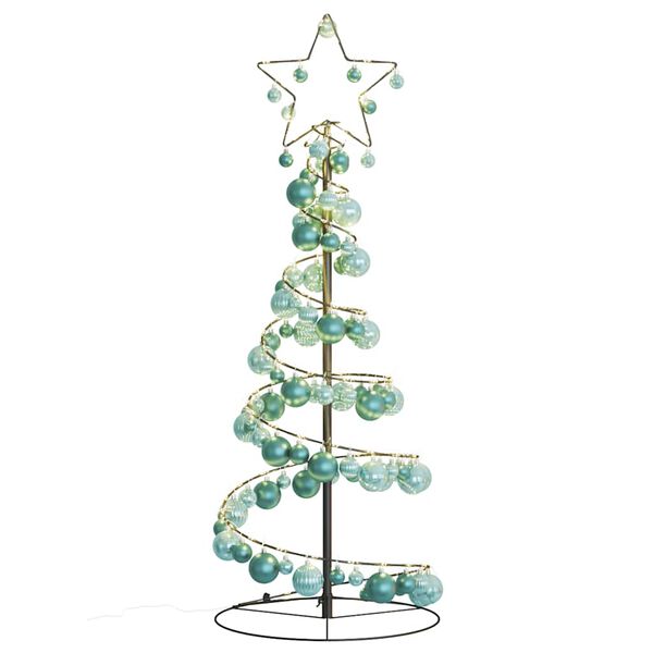 vidaXL &Aacute;rvore de Natal LED com Baubles 80 LEDs Branco Quente 120 cm