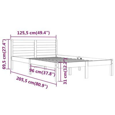 vidaXL Estrutura de cama 120x200 cm pinho maciço