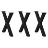 vidaXL Pés para mesa de jantar em formato de X, 3 peças, preto, 80x (72-73) cm, aço