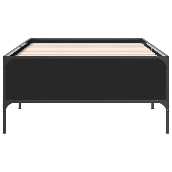 vidaXL Estrutura de cama 100x200 cm derivados de madeira/metal preto