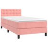 vidaXL Cama box spring c/ colch&atilde;o/LED 100x200 cm veludo rosa