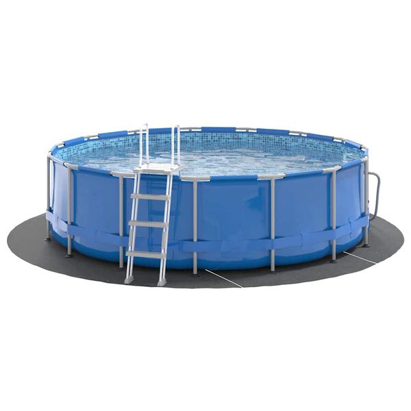vidaXL Pano para ch&atilde;o de piscinas &Oslash;306 cm poli&eacute;ster geot&ecirc;xtil cinza