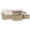 vidaXL Conjunto de Sof&aacute; de Jardim 6 unid. Bege vime PE