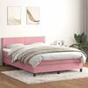vidaXL Cama box spring c/ colch&atilde;o e LED 140x210 cm veludo Rosa
