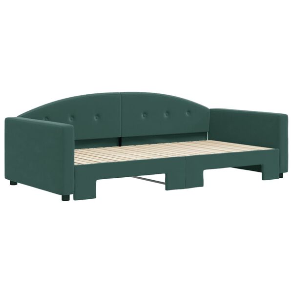 vidaXL Sof&aacute;-cama com gavet&atilde;o 100x200 cm veludo verde-escuro
