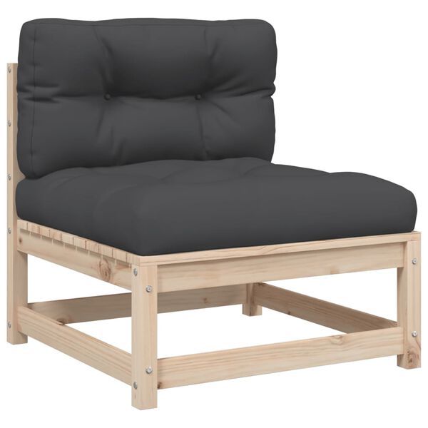 vidaXL 8 pcs conjunto sofás de jardim com almofadões pinho maciço