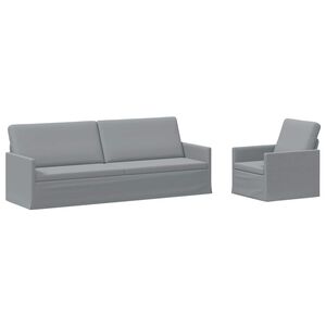 vidaXL Conjunto de Sof&aacute;s 2 pcs Cinzento-claro Tecido