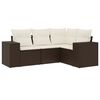 vidaXL 4 pcs conjunto sof&aacute;s de jardim c/ almofad&otilde;es vime PE castanho