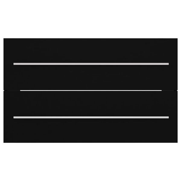 vidaXL Arm&aacute;rio de lavat&oacute;rio c/ lavat&oacute;rio embutido contraplacado preto