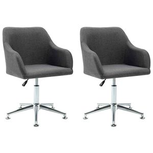 vidaXL Cadeiras de jantar girat&oacute;rias 2 pcs tecido cinzento-escuro
