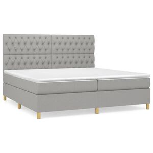 vidaXL Cama com molas/colch&atilde;o 200x200 cm tecido cinza-claro