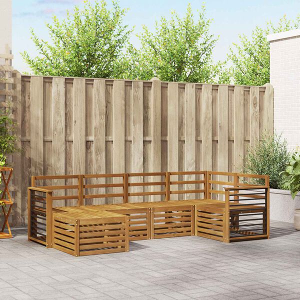 vidaXL Conjuntos de sof&aacute;s 6 pcs Natural Madeira S&oacute;lida de Ac&aacute;cia