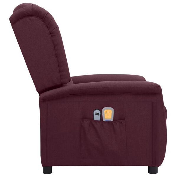 vidaXL Poltrona de massagens elétrica tecido roxo