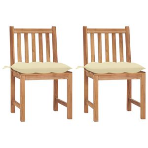 vidaXL Cadeiras de jardim c/ almofad&otilde;es 2 pcs madeira de teca maci&ccedil;a