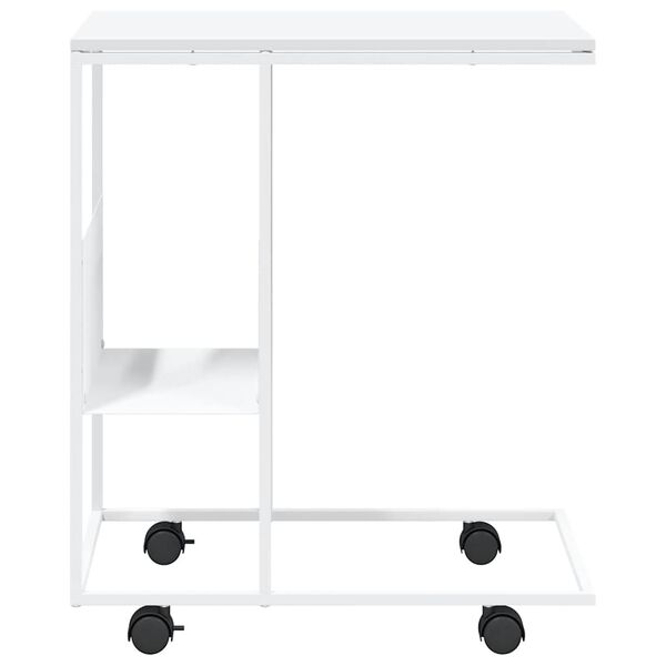vidaXL Mesa de apoio c/ rodas 55x36x63,5cm derivados de madeira branco