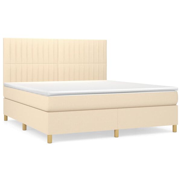 vidaXL Cama com molas/colch&atilde;o 180x200 cm tecido cor creme