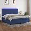 vidaXL Cama box spring c/ colch&atilde;o e LED 200x200 cm tecido azul