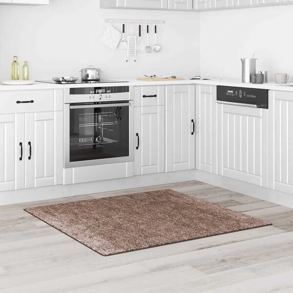 vidaXL Tapete Shaggy Antiderrapante Castanho 120 x 120 cm PP