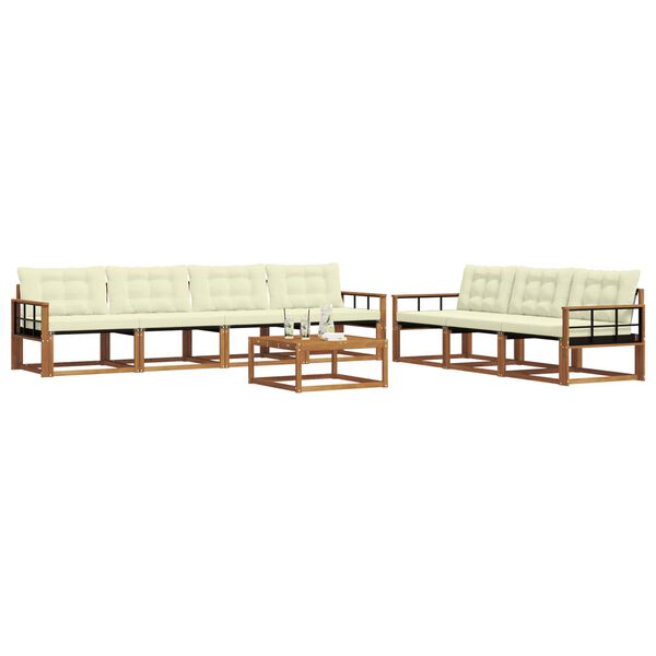 vidaXL Conjunto de Sof&aacute;s para Exterior 8 pcs Natural e Creme