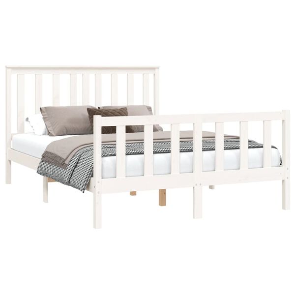 vidaXL Cama sem colch&atilde;o 120x200 cm madeira de pinho maci&ccedil;a branco