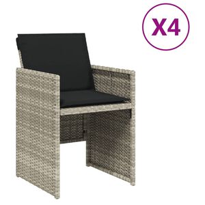 vidaXL Cadeiras de jardim com almofad&otilde;es 4 pcs vime PE cinzento-claro