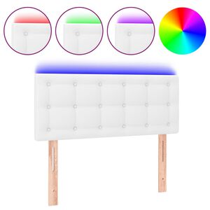 vidaXL Cabeceira de cama c/ LED couro artificial 80x5x78/88 cm branco