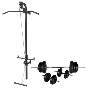 vidaXL Torre muscula&ccedil;&atilde;o parede com conjunto barras e halteres 60,5 kg