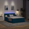 vidaXL Estrutura de cama otomana com colch&atilde;o 140x200 cm azul escuro