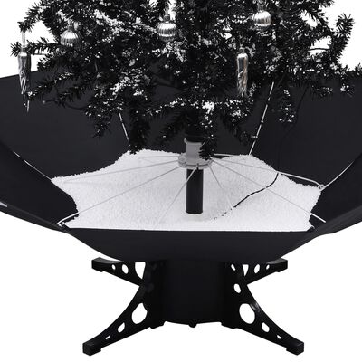 vidaXL Árvore Natal c/ neve base formato guarda-chuva 140 cm PVC preto