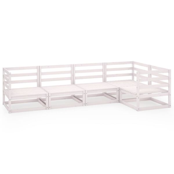 vidaXL 5 pcs conjunto lounge de jardim pinho maci&ccedil;o branco