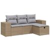 vidaXL 4 pcs conj. sof&aacute;s jardim c/ almofad&otilde;es vime PE bege misturado
