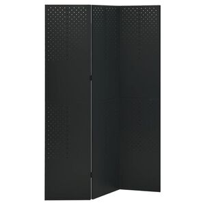 vidaXL Biombo/divis&oacute;ria com 3 pain&eacute;is a&ccedil;o 120x180 cm preto
